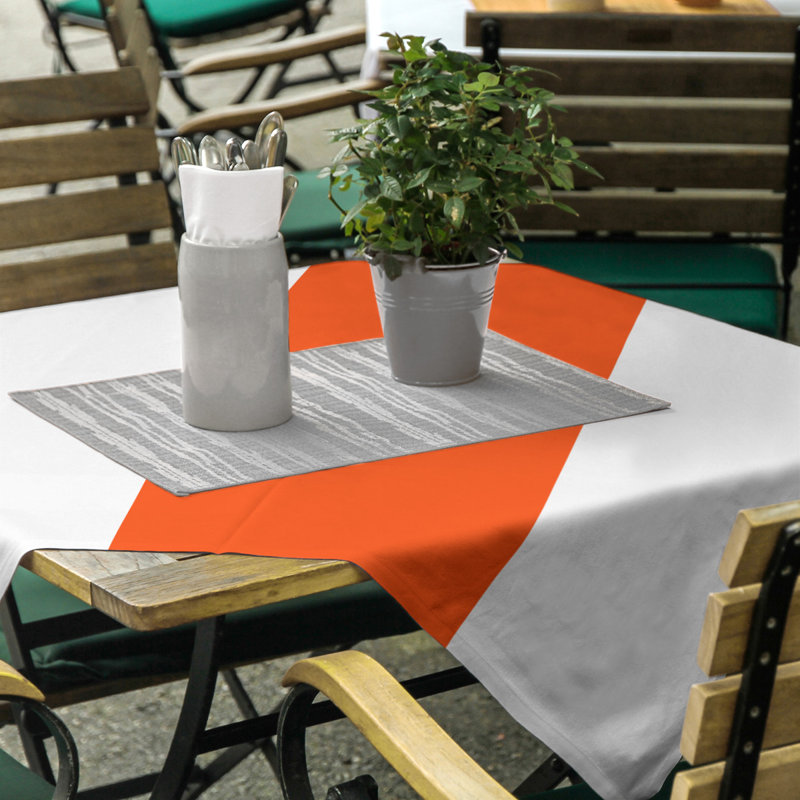 Philadelphia Tablecloth, White/Orange/White