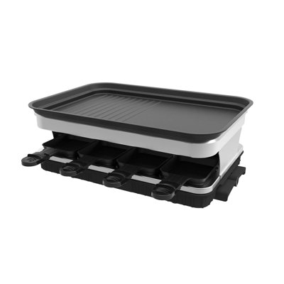 Raclette Grill For 8 People With Non Stick Grill Plate And 8 Mini Pans, Adjustable Temperature, 1500W
