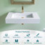 47 po x 19 po Lavabo double vasque de salle de bain à fixation murale / comptoir en surface solide avec trous de robinet en blanc mat