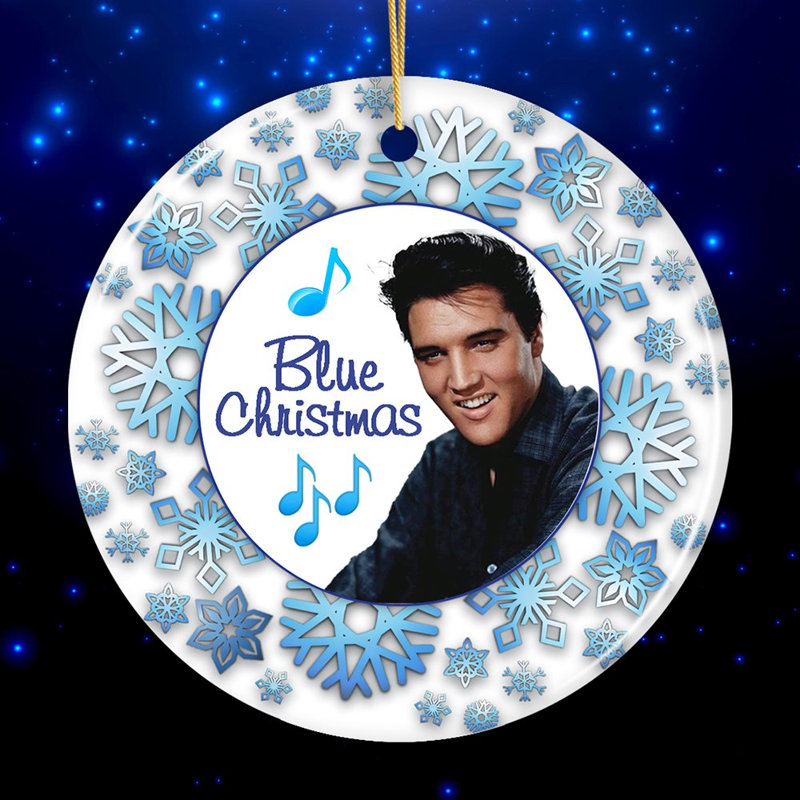 Ornement bleu Elvis de Noël