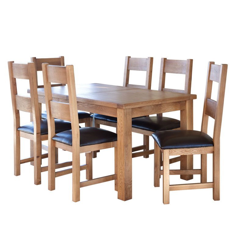 Ashly Extendable Oak Solid Wood Dining Table, 90 cm W × 150 cm L