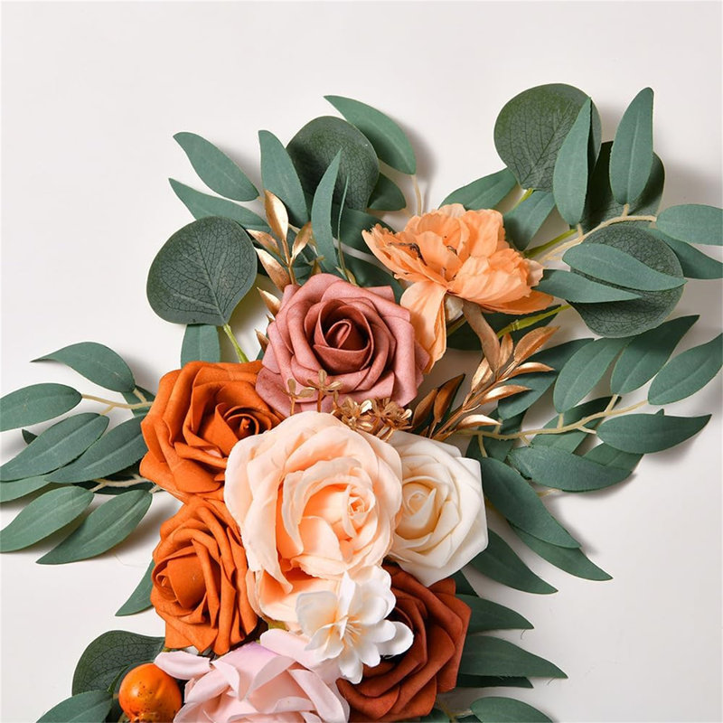 19.68 Inch 2Pcs Rustic Artificial Floral Swag Set – Silk Rose Peony Wedding Arch Flowers For Home Decor, Events & Gifting