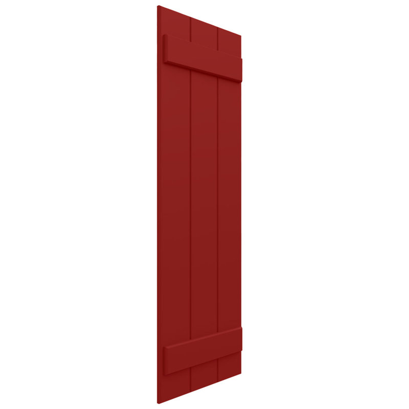 Volets en composite à trois planches EnduraCore l 16 1/8 po x H 26 po, rouge feu (par paire - quincaillerie non incluse)