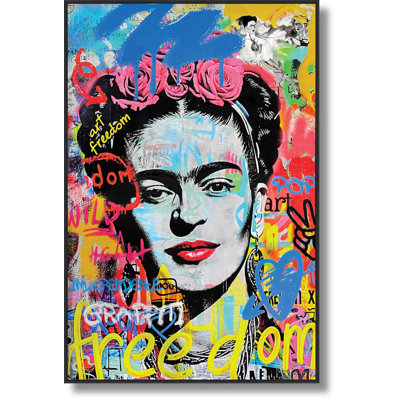 Graffiti Art Freedom Portrait Wall Art - 32" x 47" - Black Frame