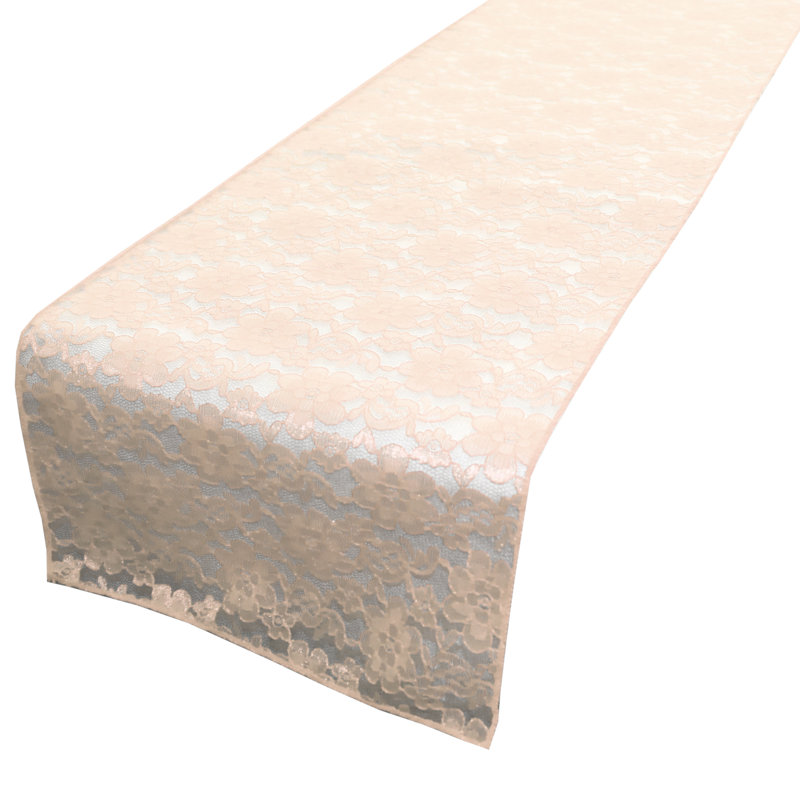 Bagdonas Floral Lace Table Runner, 12" W x 144" L, Champagne