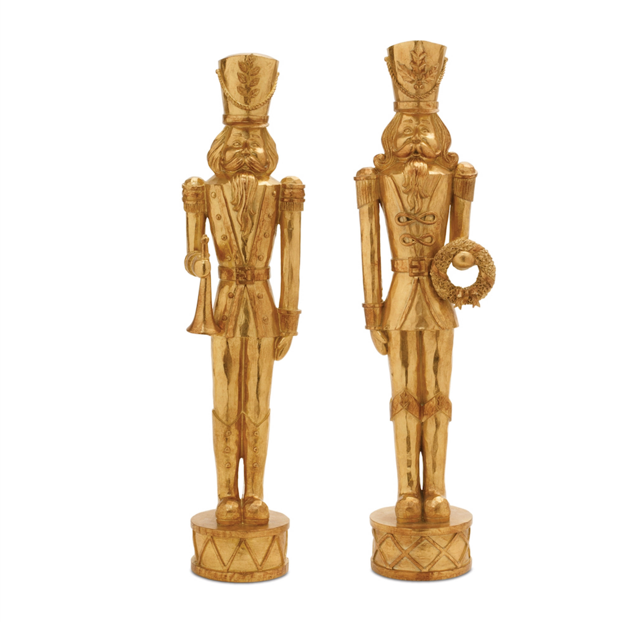The Holiday Aisle® Gold Holiday Nutcracker Statue (Set of 2) | Wayfair