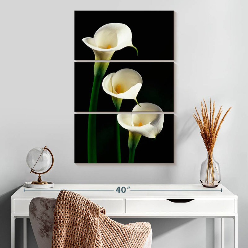 Harnek Three White Calla Lilies, 32" H x 20" W