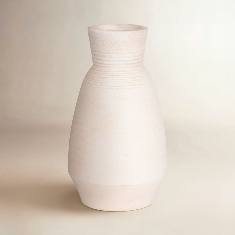 Modern Glam Pottery Terracotta Vase with Contemporary Curved Silhouette and Textured Detail for Decorative Display in Stylish Interiors