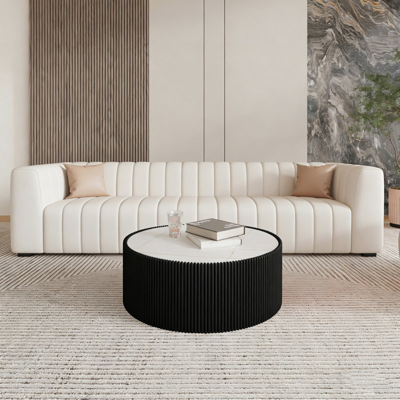 Table basse Elegant, H 14,61 po x l 29,57 po x P 29,57 po, Blanc/Noir