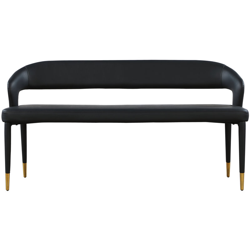 Destiny Faux Leather Bench, Black Vegan Leather