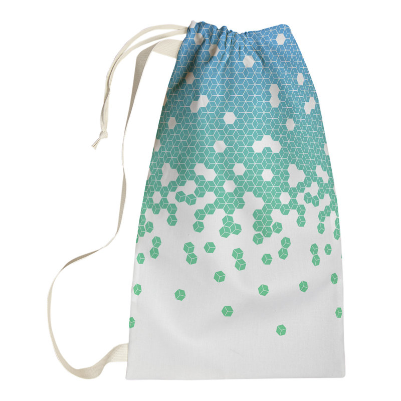 Leffel Fabric Laundry Bag with Handles, Small ( 64" H x 20" W x 1.5" D), Blue/Green
