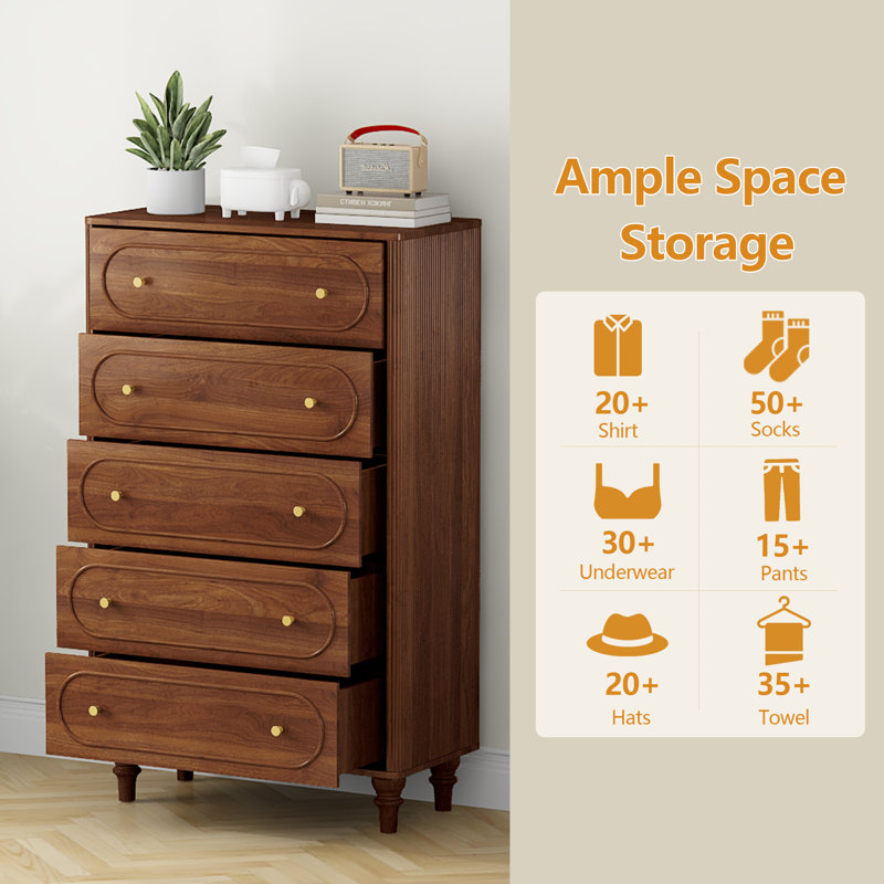 5 - Drawer Accent Chest, Walnut