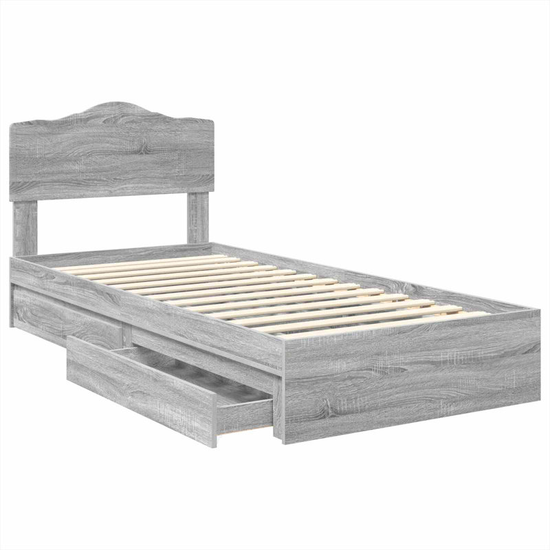 Bed, European Single (90 x 200 cm), Grey Sonoma