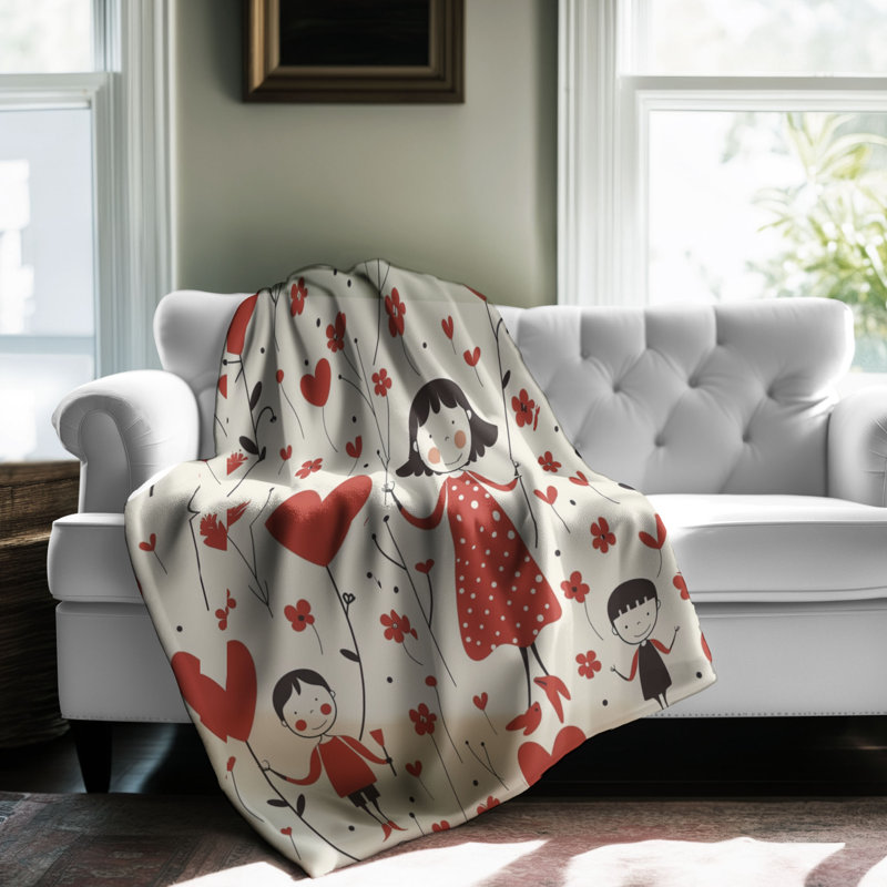 Heritage Heritage Girl - 1 pièce Sherpa Premium, Grand lit, Rouge / noir
