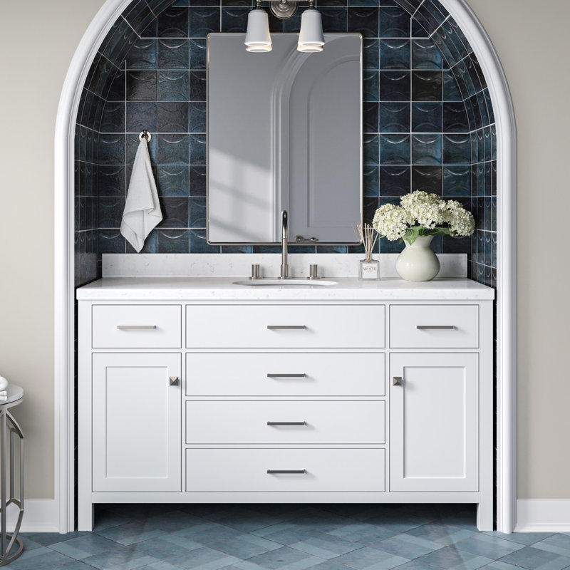 Macnair Single Bathroom Vanity with Quartz Top, White, 48"