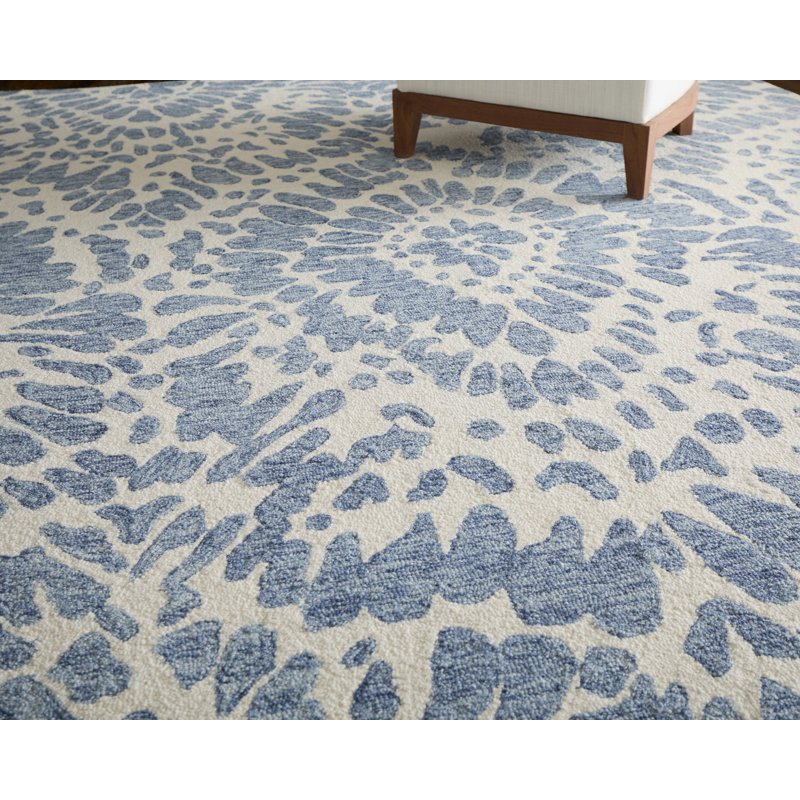 Wallace Modern Abstract Blue Area Rug, Rectangle 2' x 3'