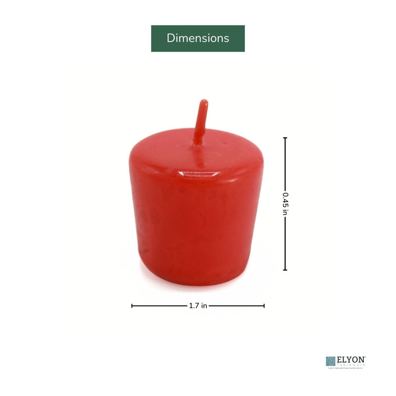 Bougies votives colorées non parfumées 24 pièces Elyon, Rouge