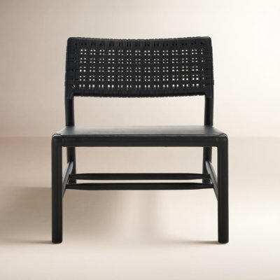 26.4" W Top Grain Leather Armchair with Solid Wood Frame
