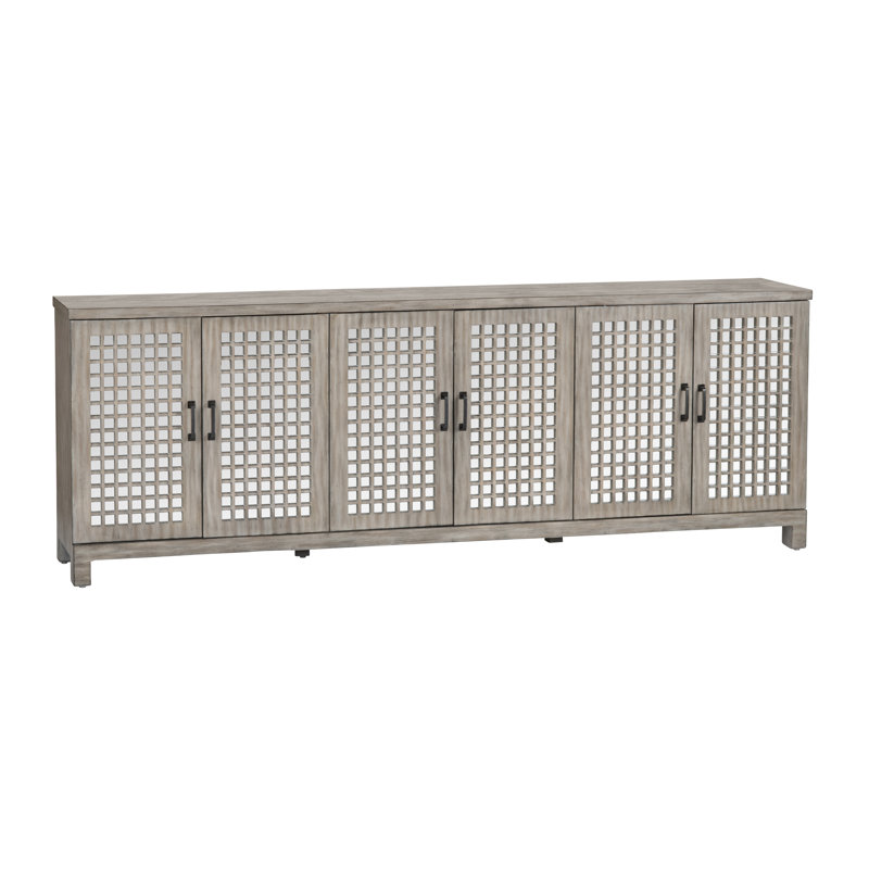 90 in. Brown Solid Wood 6 Door Media Credenza_Sideboard