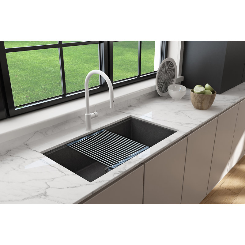 Baveno Lux 33'' L Double Basin Kitchen Sink, Concrete Gray
