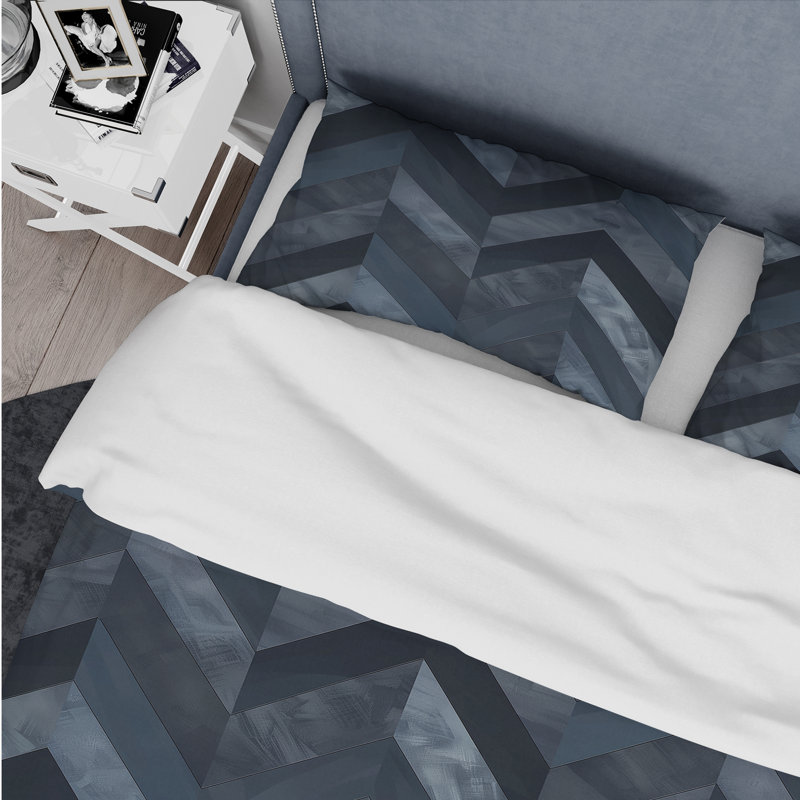 Ensemble de housse de couette moderne à chevrons gris Dynamic II, Housse de couette très grand et 2 très grandes t