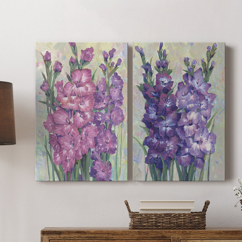 Glaïeuls en fleurs I - Toile tendue avec châssis de qualité supérieure - Prêt à être accroché, H 48 po x l 64 po