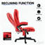 Chaise d'ordinateur inclinable chauffante avec 6 points de vibration, fauteuil de bureau de massage, accoudoirs et télécommande