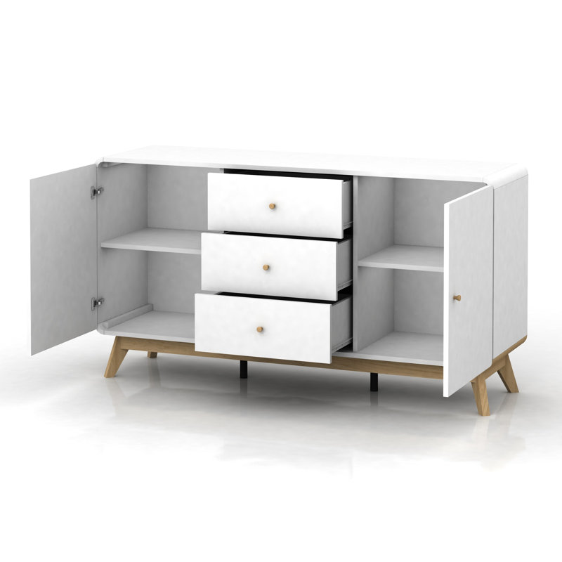 Justine 140Cm Wide 3 Drawer Sideboard, White
