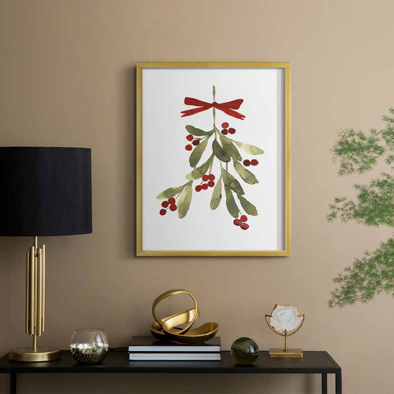 " Mistletoe Bow I ", 30" H x 24" W, Gold