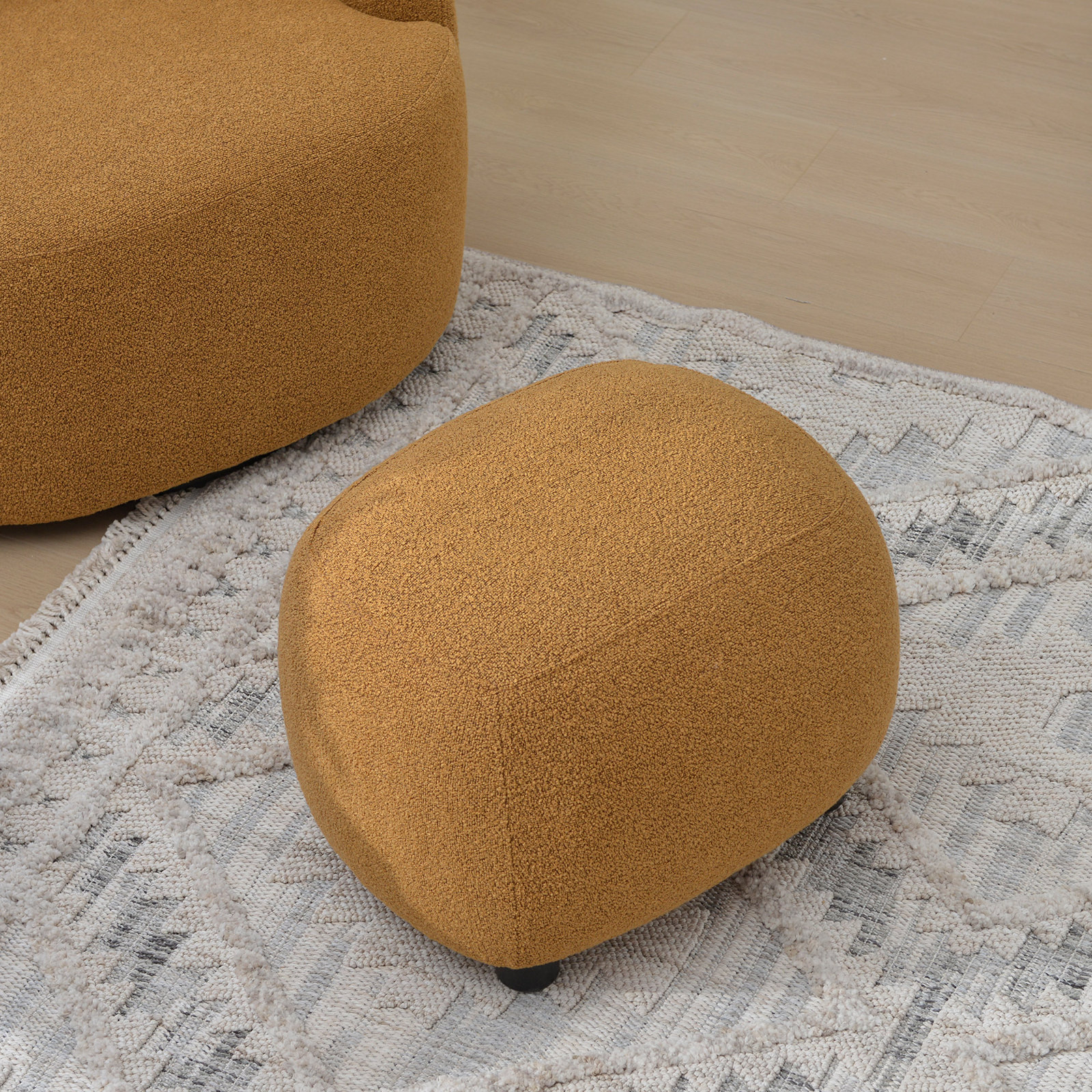 Avorie Swivel Armchair with Ottoman, Brown