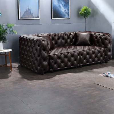 Compression Modular Sectionals, 77 Inch Faux Leather Modern Couch for Home