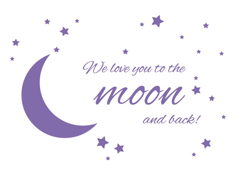 Adhésif décoratif « To the moon and back », H 44 po x l 65 po x P 0,01 po, Lavande