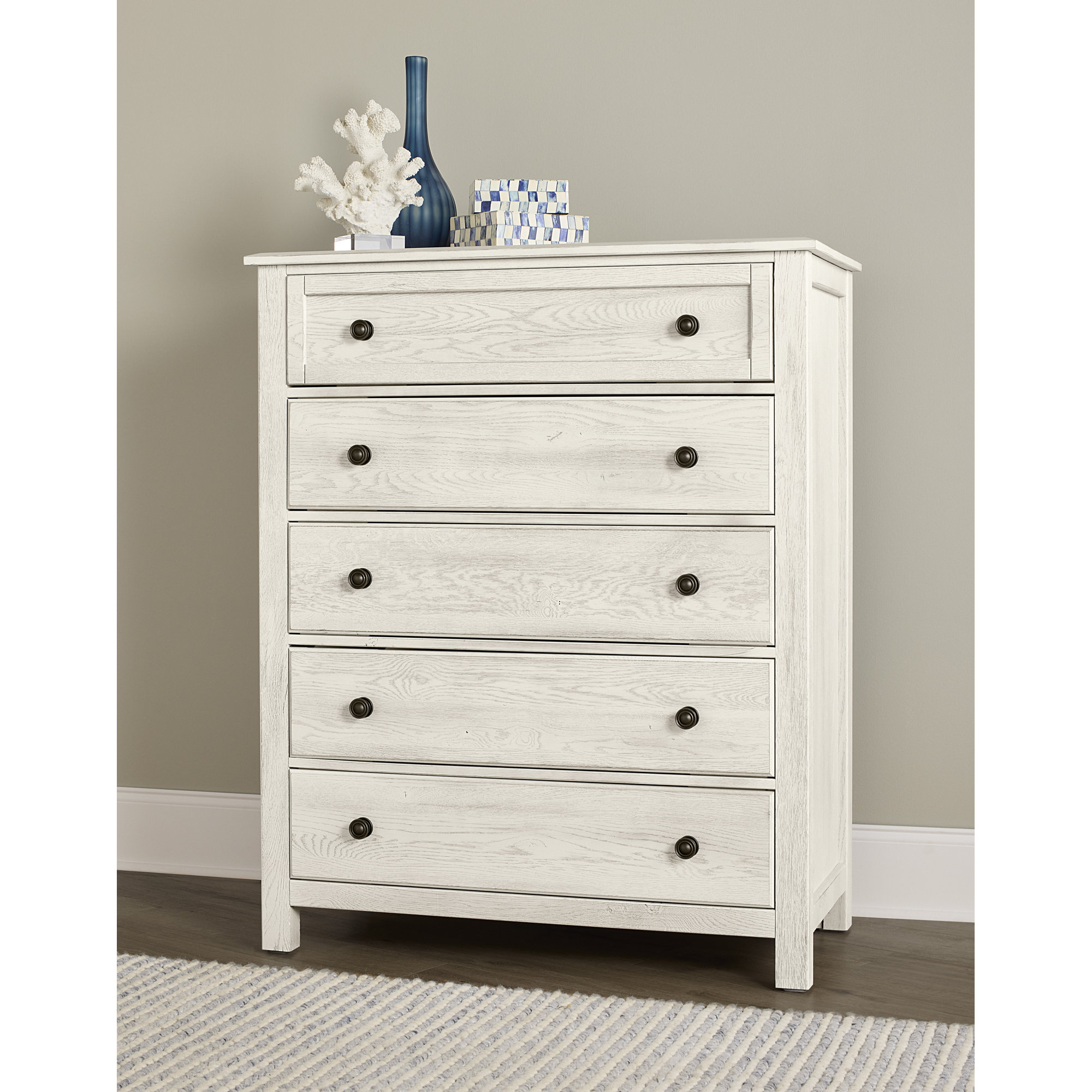 Lewin 5-Drawer Chest, Weathered White