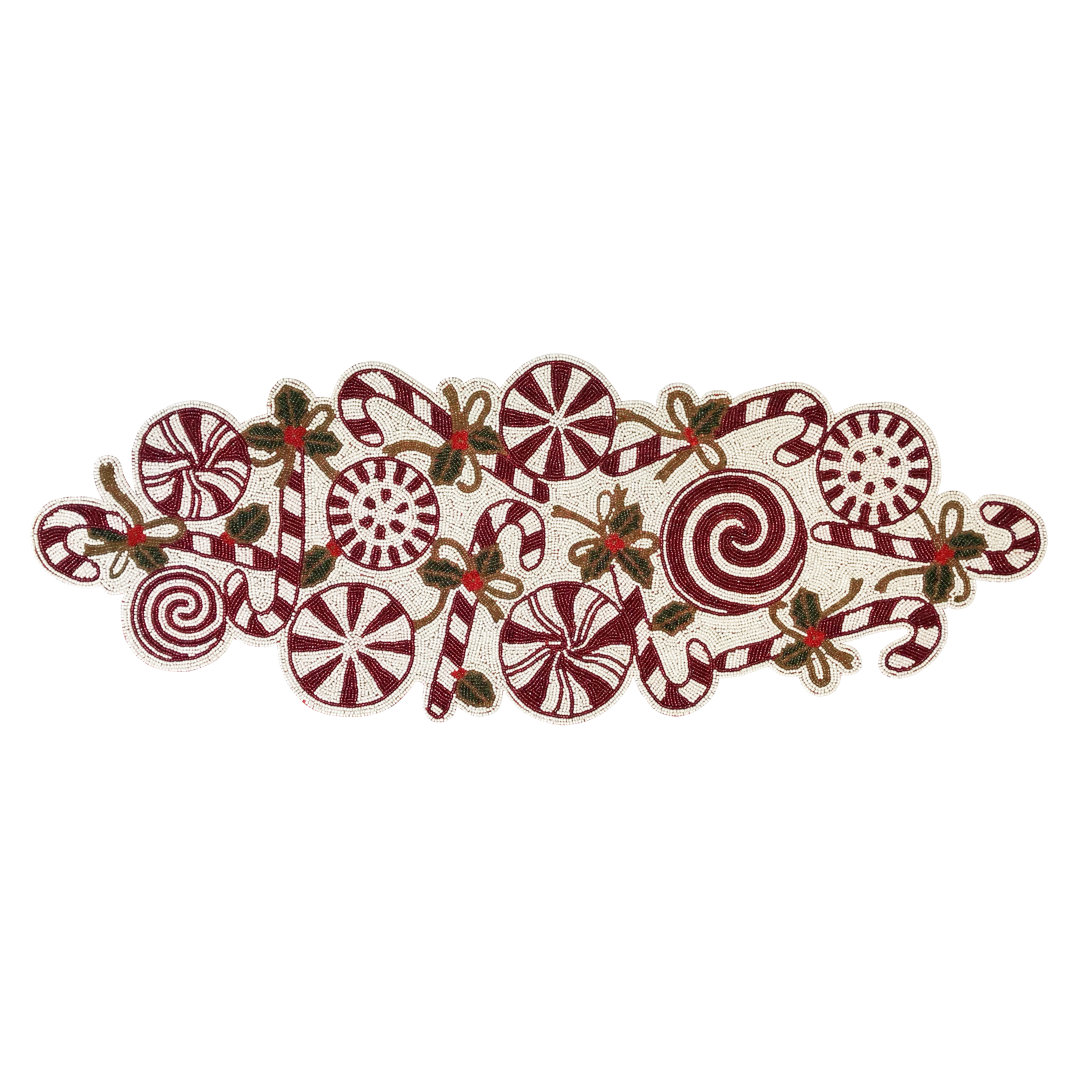 Ismail Candy Cane Beaded Table Runner The Holiday Aisle®