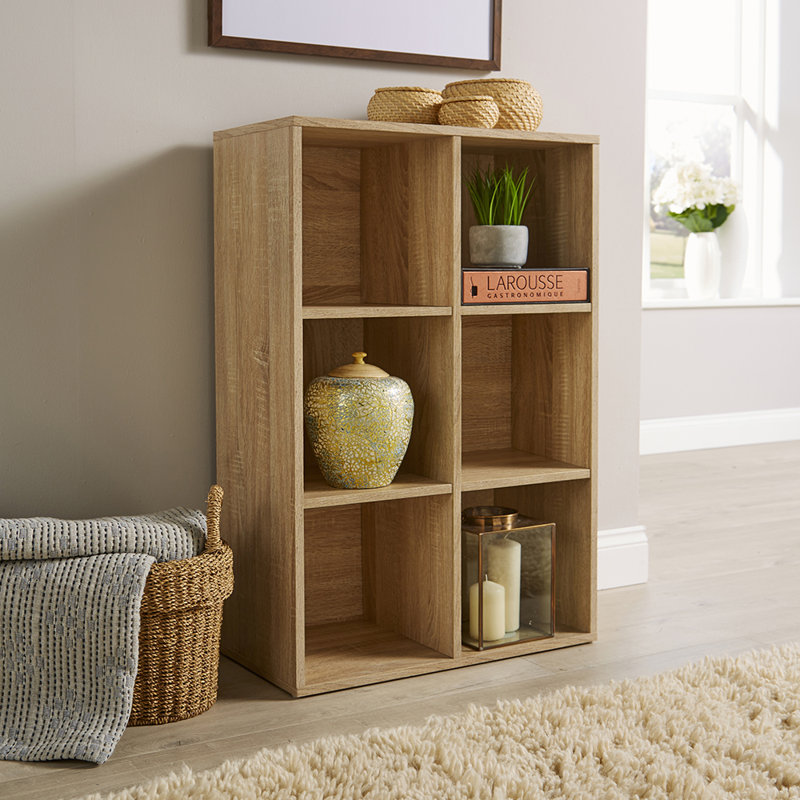 Steinberg 6 Cube Storage Bookcase Unit, Oak