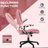 High Back Vibration Massage Office Chair with 6 Vibration Points, Heated Reclining PU Leather Computer Chair with Armrest and Remote, Pink