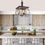 4-Light Farmhouse Kitchen Island Pendant Light, Rustic Industrial Chandelier with Oak White & ORB Metal Cage, Adjustable Hanging Light Fixture for Dining Room,Entryway Hallway UL Listed