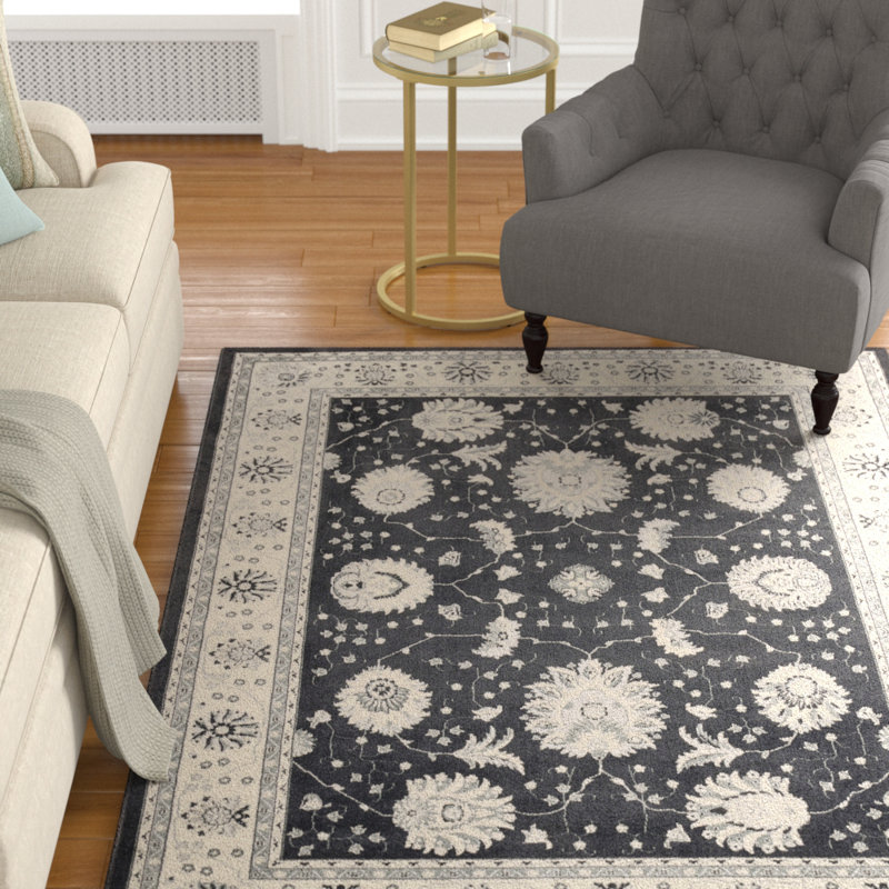 Tapis oriental gris anthracite Lamarche, Rectangle 3 pi 9 po x 5 pi 9 po
