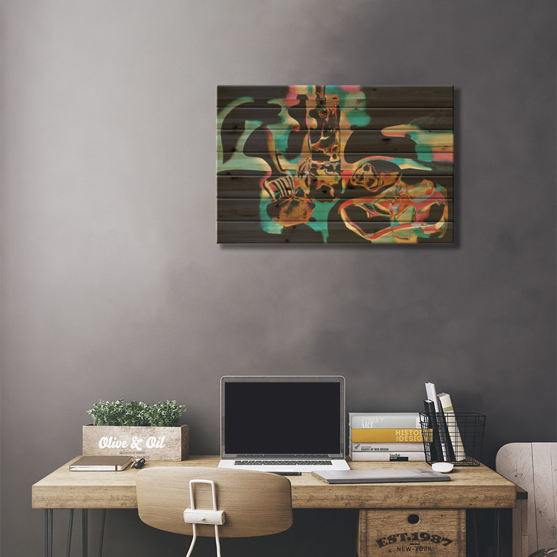 Nature morte avec une vieille chaussure, 1938 par Joan Miro - peinture sur bois sans cadre, H 18 po x l 26 po x P 1,5 po