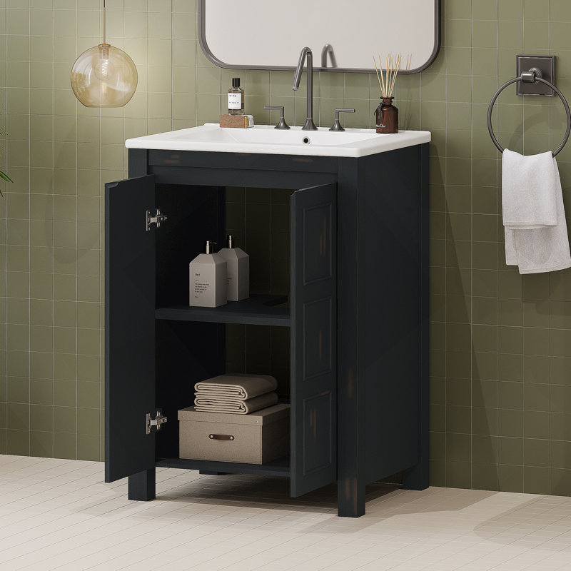 Petit meuble-lavabo 24 "avec lavabo en céramique