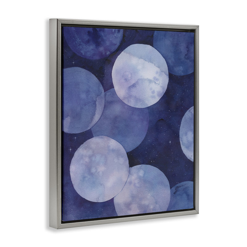 «Layered Circles in Space Floater», art mural par Grace Popp, Cadre flottant gris lustré, H 31 po x l 25 po