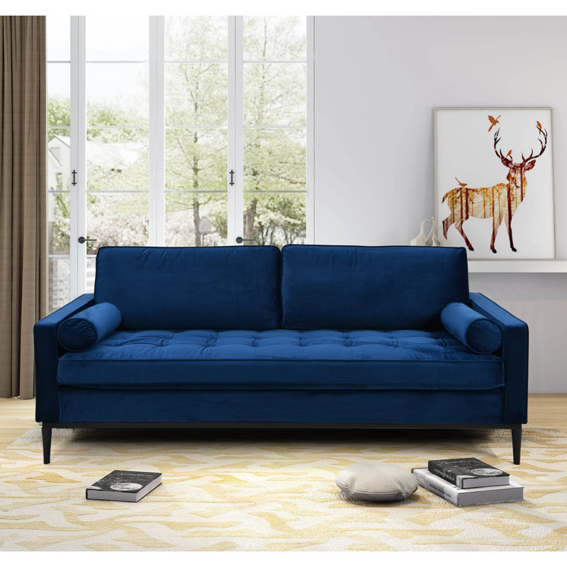 Birchanger 3 Seater Velvet Sofa, Blue