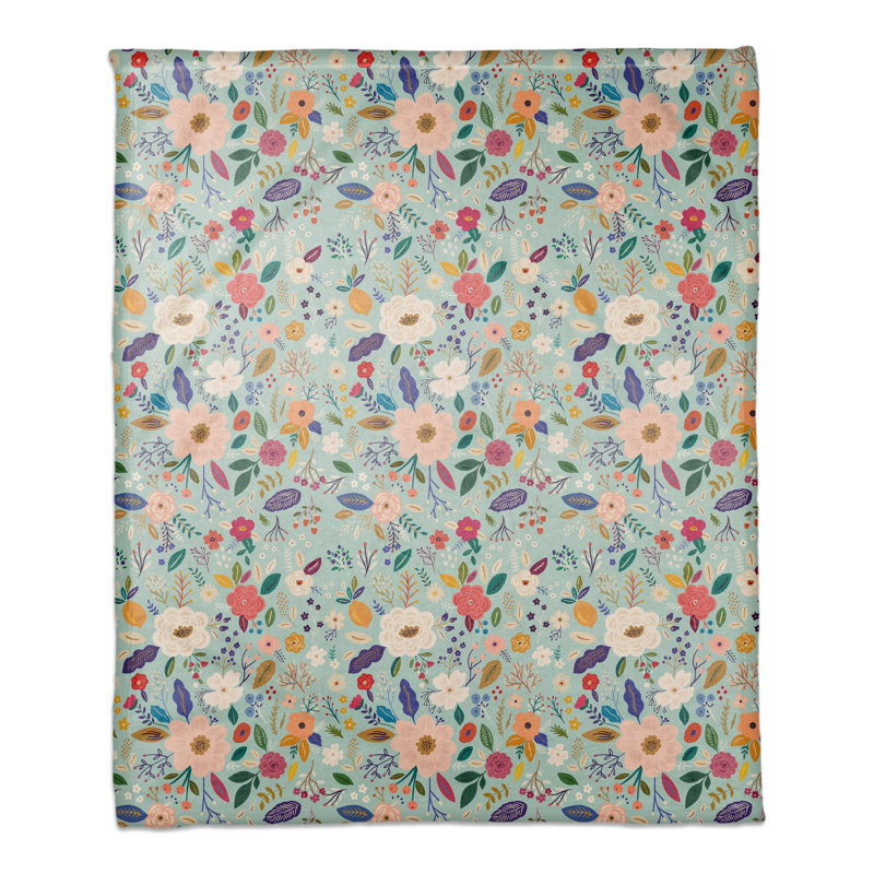 Jeté, Bleu, Floral