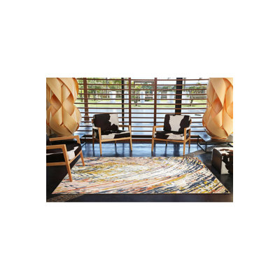 Trapezoid Striped Shaped Woven Base Washable Rug