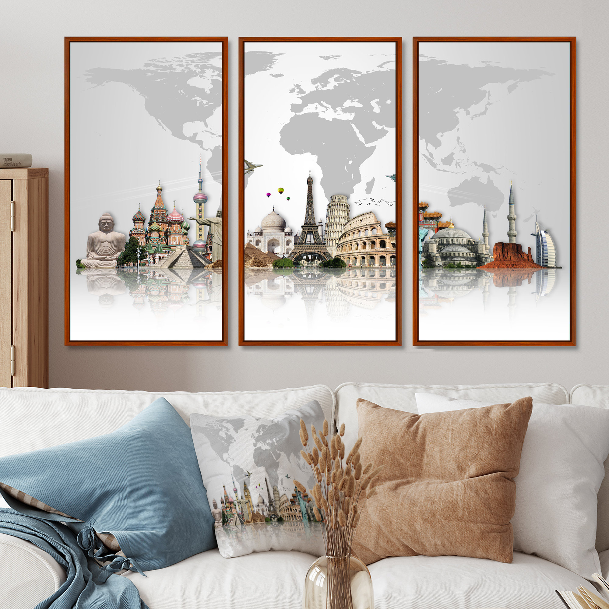 Latitude Run® Famous Monuments Across World - 3 Piece Floater Frame ...