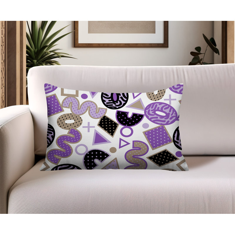 Coussin lombaire intérieur / extérieur Trixel, Rectangle H 18 po x l 25 po, Mauve
