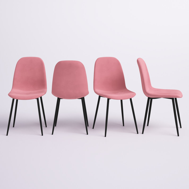 Avion Side Chair with Metal Legs, Velvet Dining Chair, Pink Velvet