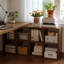 Bureau en fer massif en forme de L brun noyer + noir-144204324-144204321