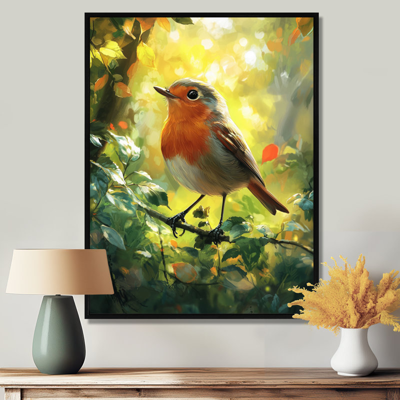 «Kilduff Robin Bird In The Woodland Clearing III», art mural encadré, Black, Impression encadrée flottante, H 20 po x l 12 po