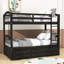 Lit simple superposé au-dessus d'un lit simple, lit superposé en bois avec lit gigogne et tiroirs-1765572431